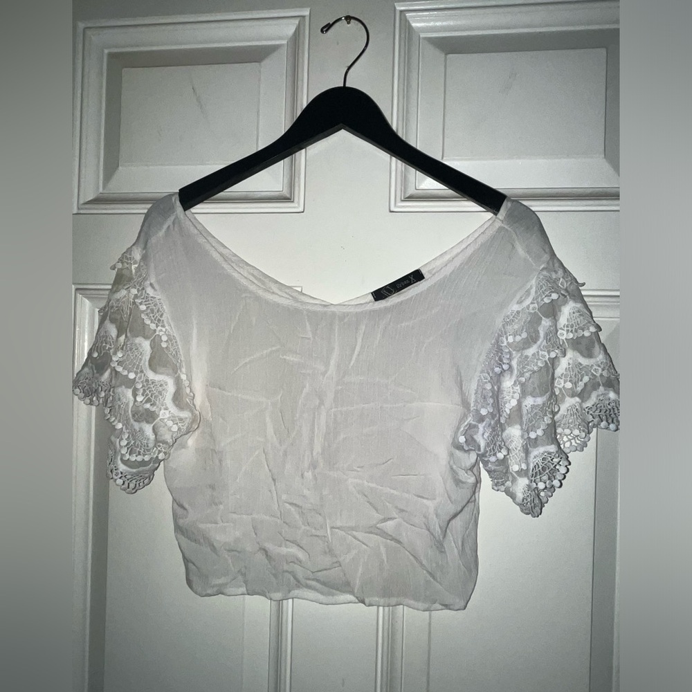 Urban X white embroidered crop blouse
